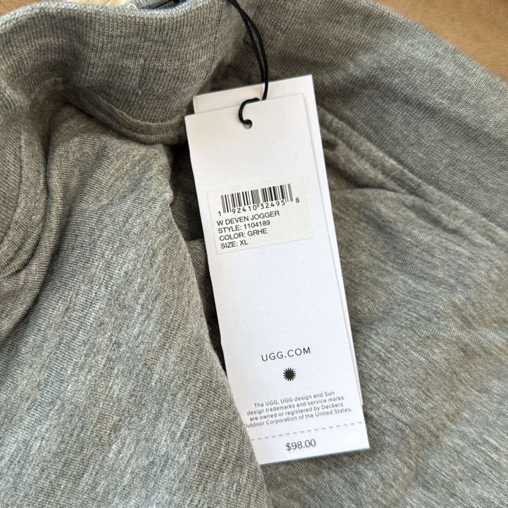 NWT UGG Gray Joggers with White Drawstring - Picture 2 of 4